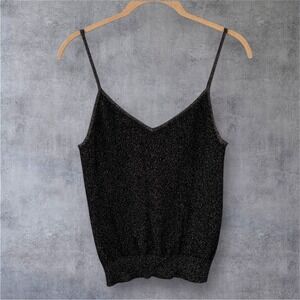 Demylee x J. Crew Cashmere Navy Metallic Sweater Tank Top Womens Size S Holiday